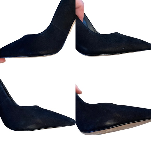Schutz Lou Pump 4 inch stiletto heel pointed toe low vamp suede black 6.5 - Picture 12 of 16